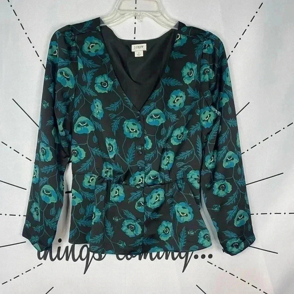 J.Crew Floral Peplum Peasant Cottage Core Top - Picture 3 of 6